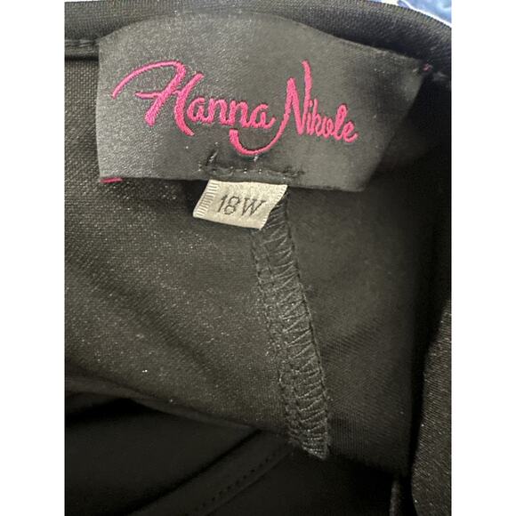 Hanna Nikole Black Chiffon Dress Rhinestone Drape Cape Overlay Formal Size 18w - Picture 8 of 14